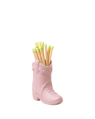 Paddywax Pink Boot Matchstick Holder and Striker with Green Matches