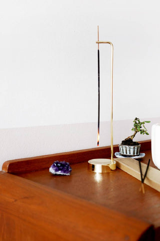 MellowOver Reverse Brass Incense Stick Holder lifestyle