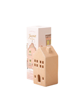 Paddywax Pink Townhouse Incense Cone Holder with 20 Persimmon Chestnut cones Side