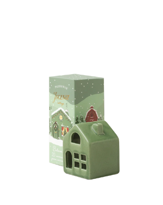 Paddywax green Townhouse Incense Cone Holder with 20 balsam and fir cones side