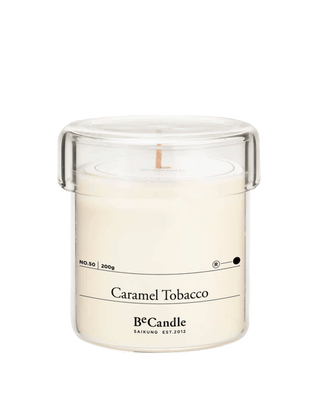 becandle caramel tobacco vegetal wax scented candle in glass jar with 50 hour burn time woody aromatic home fragrance