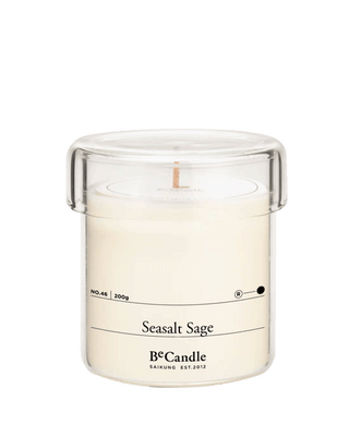 becandle seasalt sage vegetal wax scented candle in glass jar with 50 hour burn time coastal woody home fragrance