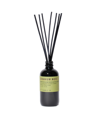 p.f. candle co geranium moss reed diffuser 103ml glass bottle floral and woody home fragrance